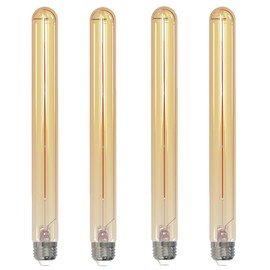 Diodesy- 11 Inch T9 Tube LED Filament Light Bulb 5W (25W Equivalent) 300 Lumens E26 Medium Base 2100K Amber Light Dimmable Wet Rated Pack of 4- Long Tubular Antique Glass for Rustic Pendant Chandelier