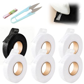 QICHEN 6 Rollos Cinta para Dobladillo Autoadhesiva,Hemming Tape Entretela Termoadhesiva 2cm x70yarda,Incluir 6 Rollos de Adhesiva Tela Banda Dobladillo+Cinta Métrica y Tijeras,