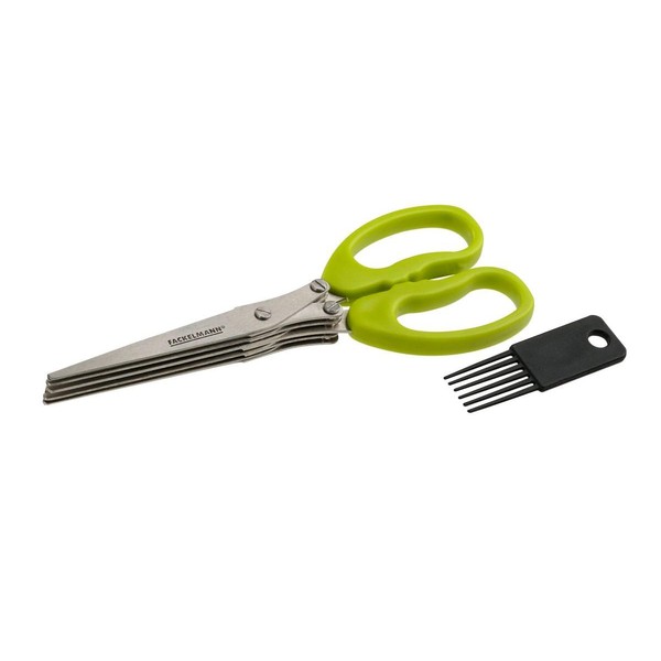 FACKELMANN Kräuterschere, Schnittlauchschere mit Klingen aus Edelstahl, Petersilieschneider mit Reinigungsbürste