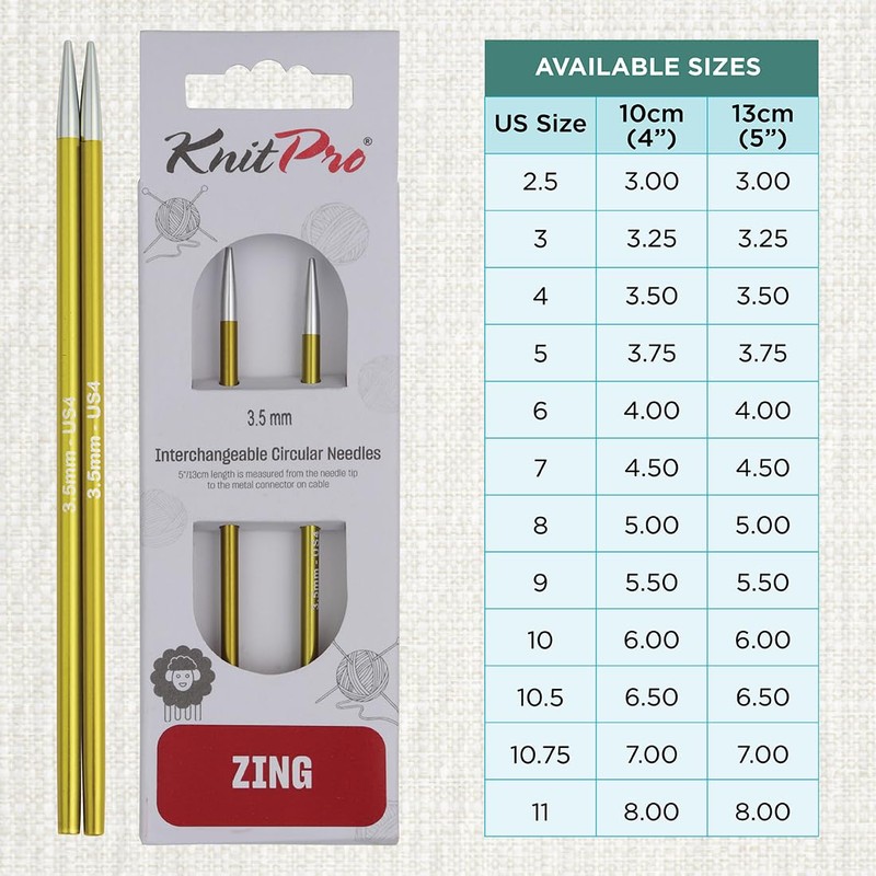 KnitPro Zing Normali Ferri circolari intercambiabili, in Alluminio, Multicolore, 3.50