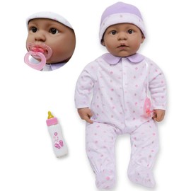 JC Toys - La Baby - Hispanic 20-inch Large Soft Body Baby Doll - Washable - Removable Purple Outfit with Hat and Pacifier - For Children 2 Years and up