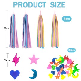 YUBBYS 2 Pair Bike Tassels and 36 Pcs Spoke Beads, Bike Accessories for Scooter's tricycle's bike's Handlebars, Colorful Ribbons Tassel for Bike Decorations + bike spoke beads