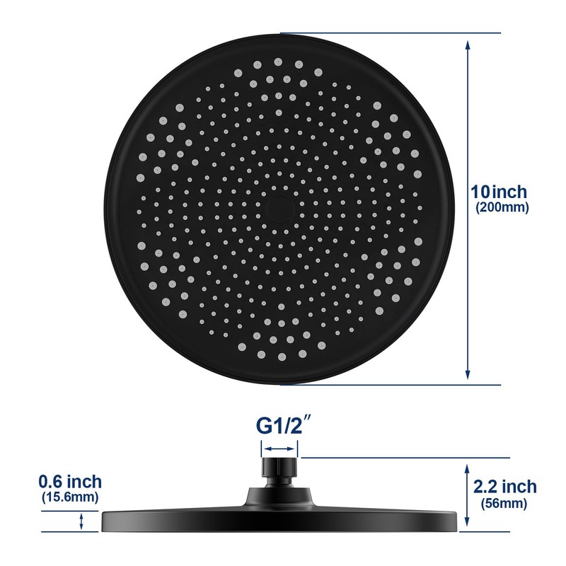 Rain Shower Head 26CM Rainfall Shower Head Overhead Replacement, Fixed