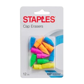 Staples® Arrowhead Cap Erasers, Assorted Colors, 12 Counts