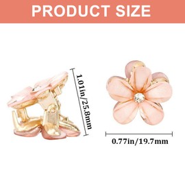 10 Pcs Mini Claw Clips – Flower Hair Clips for Women & Girls – Non-Slip Small Flower Clips – Sweet Mini Barrettes for Photography, Daily Use, Party & Wedding Hairstyles (White & Pink)