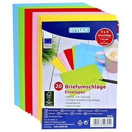 Toppoint 20 (1 x 20) Coloured Envelopes DIN C6 Colourful Envelopes (DIN C6 | Pack of 20, Assorted)