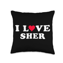 I Love Sher Matching Girlfriend & Boyfriend Sher Name Throw Pillow
