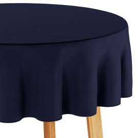Filumi Tablecloth 110 x 110 cm Round Dark Blue Washable for Indoor Outdoor Geometric Zigzag Pattern Verte