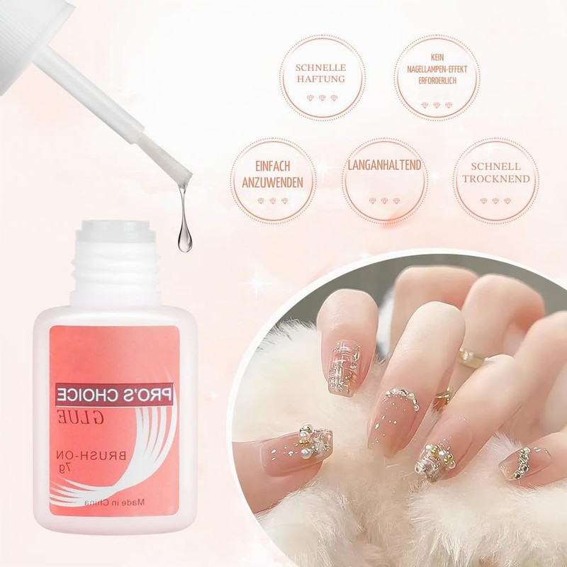 Nail Glue, 3 Bottles Extra Strong (7 g) On Nail