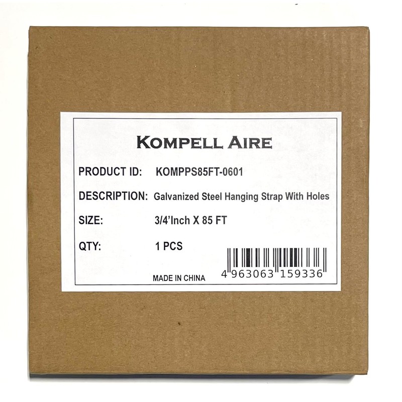 Kompell Aire Galvanized Steel Hanger Strap, 26 Gauge 3/4" x