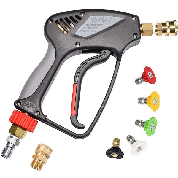 TOOLCY Pressure Washer Short Gun, Commercial 5000 PSI / 10.5 GPM with Nozzle Tips, 3/8" Swivel USA-NPT Thread x Quick Socket, Sturdy Design for Gas Power Washer