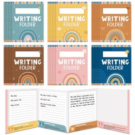 Kisston 36 Pcs Writing Bulk Folders with Pockets 4 Pocket Writing Process Homework Folders for Students Teacher Teaching School Kids Classroom Supplies (Boho)