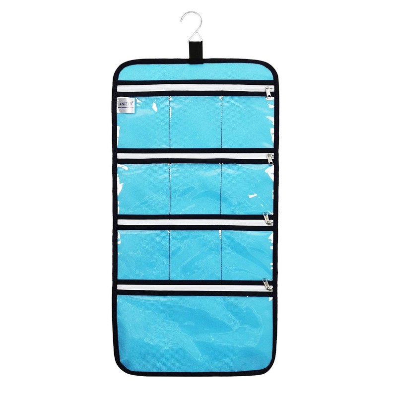 ANIZER Hanging Jewelry Organizer with 10 Zippered Clear Pockets for