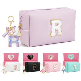 AIBFRID Birthday Gifts for Women Her,Travel Cute Makeup Bag,Large Capacity Cosmetic Bags for Women Makeup Pouch PU Leather Waterproof Cosmetic Bag (R, Purple)