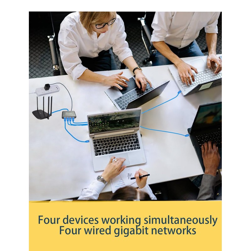 WinRaybot Ethernet Splitter, ethernet hub 4 Port gigabit,Ethernet Splitter 1