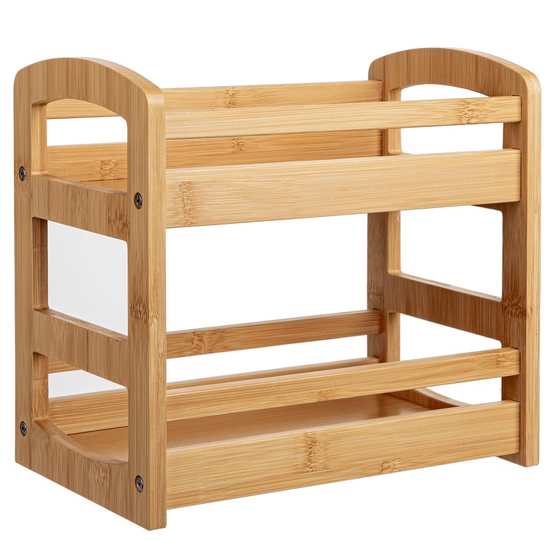 Briful 2 Tier Bamboo Spice Rack Organizer for Countertop, Small