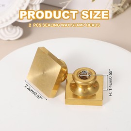 PATIKIL 0.9" Blank Wax Seal Stamp Head, Square Brass Sealing Wax Stamp Heads for DIY Card Making Envelope Sealing Wedding Invitation Crafting, Gold Tone