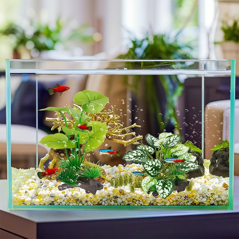 3-Pack Artificial Aquarium Plants Set - 2×6 inch & 1×5