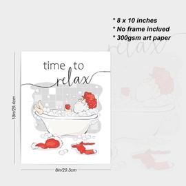 heilkee Funny Christmas Bathroom Decor Wall Art Red and White Christmas Decor Relax Sign Santa Claus Pictures Funny Christmas Gifts(UNFRAMED 8x10in)
