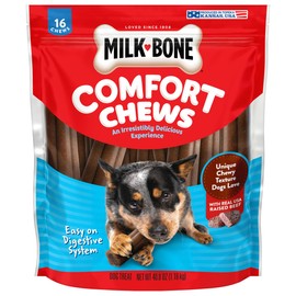 Milk-Bone Comfort Chews, Rawhide Free Dog Treats with Unique Chewy Texture and Real Beef, 16 Chews, Easy on Digestive System