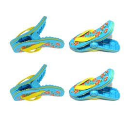 aoozleny Beach Towel Chair Clips 4 Pcs, Big Size Slippers Colorful Plastic Lounge Chair Towel Clips, Pool Clips to Keep Towel from Blowing Away for Family Daliy Use