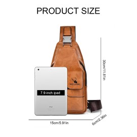 Hnonoxy Sling Bags Chest Bag Men's Shoulder Bags Crossbody Shoulder Bags Crossbody Bags PU Leather Waterproof Casual Chest Bags for Hiking Cycling Camping, light brown