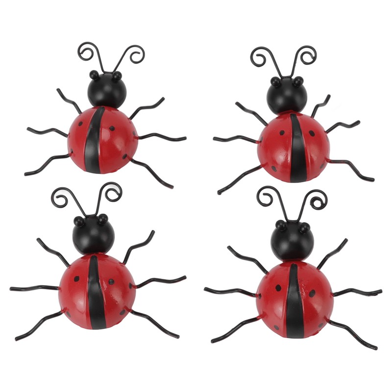 4Pcs Ladybug Wall Decoration Iron Ladybug with Black Spots Ladybug