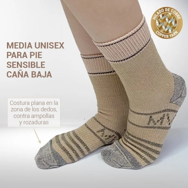 Calcetín Media Pie Diabético Sensible Cooper Socks Cobre