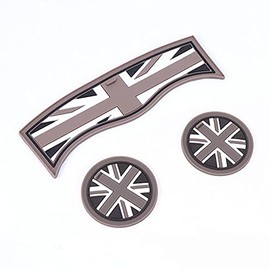 Union Jack Coaster PU Leather Shockproof Mat Pad Interior Anti-slip for 3rd Gen Mini Cooper Countryman F60 2017+ Cup Holder Accessories (F60 Countryman, PU/Union Jack)
