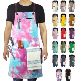 Stenffy Kitchen Apron, Work Apron, Canvas, Multiple Pockets, Gardening, Painting, BBQ, Carpenter, Sizes M to XXL, Phantom Blue