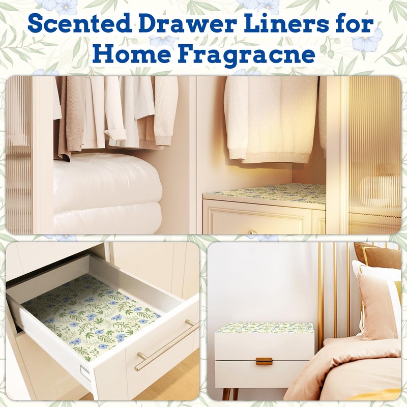 Linen Scented Drawer Liners, 6 Sheets Scent Paper for Drawers,