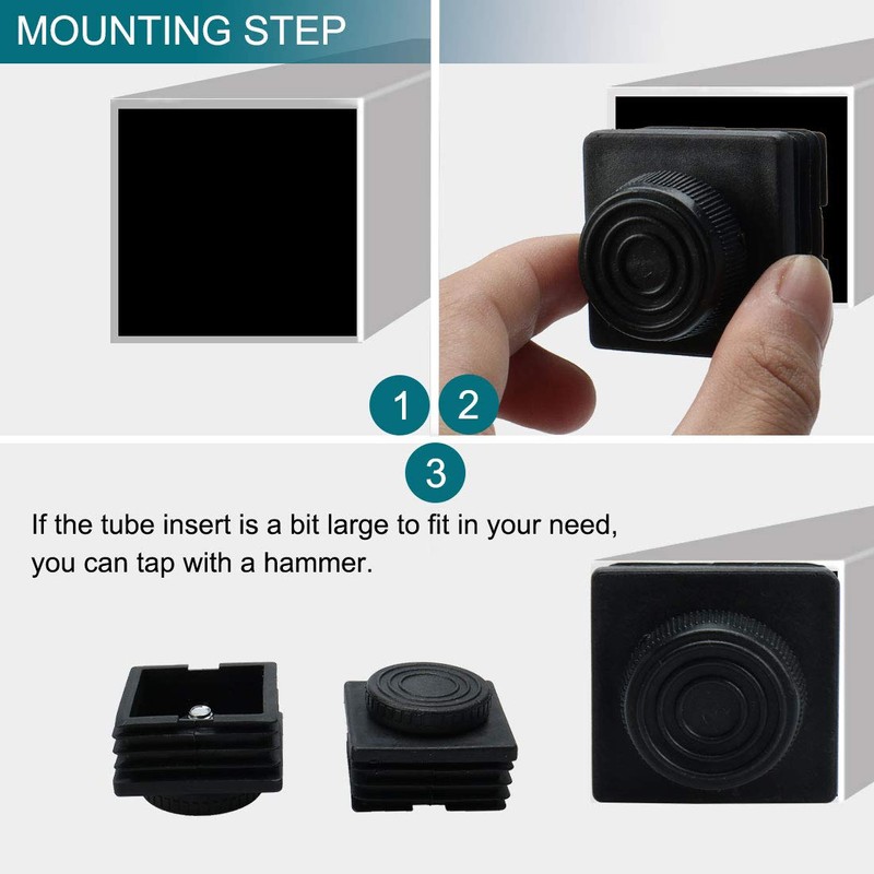 uxcell M8 Leveling Feet 50 x 50mm Square Insert Adjustable