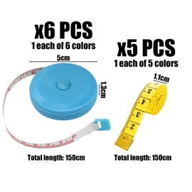EPCDBBRT 6 Piece Retractable Tape Measure And 5 Piece Flexible Tape Measure, Tailor Tape Measure, Fabric Tape Measure, Body Tape Measure, Flexible Tape Measure, Sewing Accessories, Measuring Tools