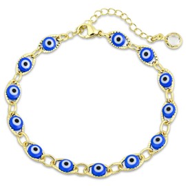 Watforsh Evil Eye Bracelet Anklet for Women, Cute Summer Blue Lucky Bracelet Gold Evil Eye Jewellery for Girls Women Christmas