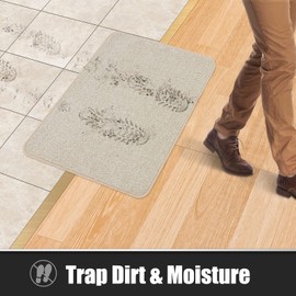 TREETONE Dirt Trapper Front Back Door Mat, Stain and Fade Resistant, Non-Slip Low-Profile Floor Mats, Absorbent, Easy Clean Patio Entrance Doormat, 20" x 30", Beige
