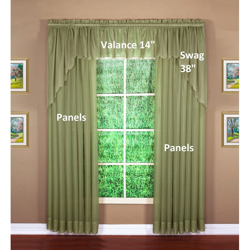 Today's Curtain Emelia Original Voile Panel 90", Dusty Leaf, 60"