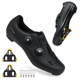 Feyenold Men's Cycling Shoes Women's Cycling Shoes Compatible with SPD-SL Pedal & Compatible Installation SPD/Look KEO Cleats Riding Shoes, black