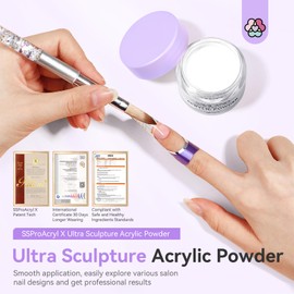 SAVILAND Ultra-Smooth Clear Acrylic Powder: Keratin Professional Acrylic Nail Powder Ultra Sculpture Tech for 3D Carving Nail Extension Tech Salon Studio Manicure