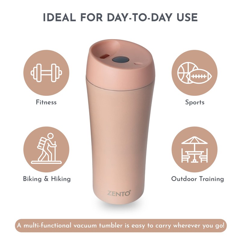 Zento Stainless Steel Vacuum Tumbler–350ml for Coffee, Tea or Water,
