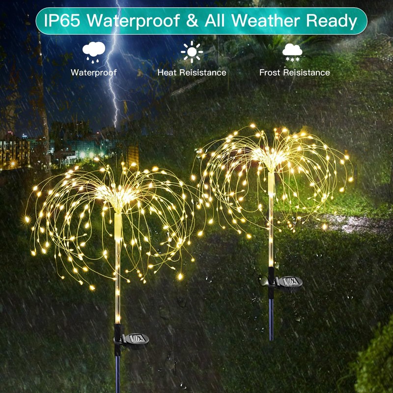 Ovker Solar Garden Lights, Solar Fireworks Lights, 120 LEDs, 2