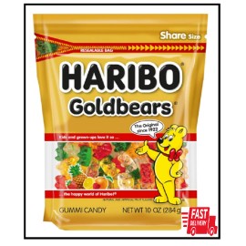 HARIBO Goldbears, Gummi Candy, 10 Oz Resealable Bag, Assorted Flavors