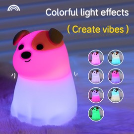 Myratts Led Cute Puppy Night Light, 7 Colors Dimmable Bedside Lamp, Touch Control Night Lamp with Timer for Kids Adults, Used for Camping Party Room Decor(Puppy)