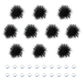 Create idea 10pcs Mini Microphone Furry Windscreen Camera Mic Wind Muff Microphone Wind Cover Wind Filter Wind Protection for Camera Microphone Outdoor Supplies Black