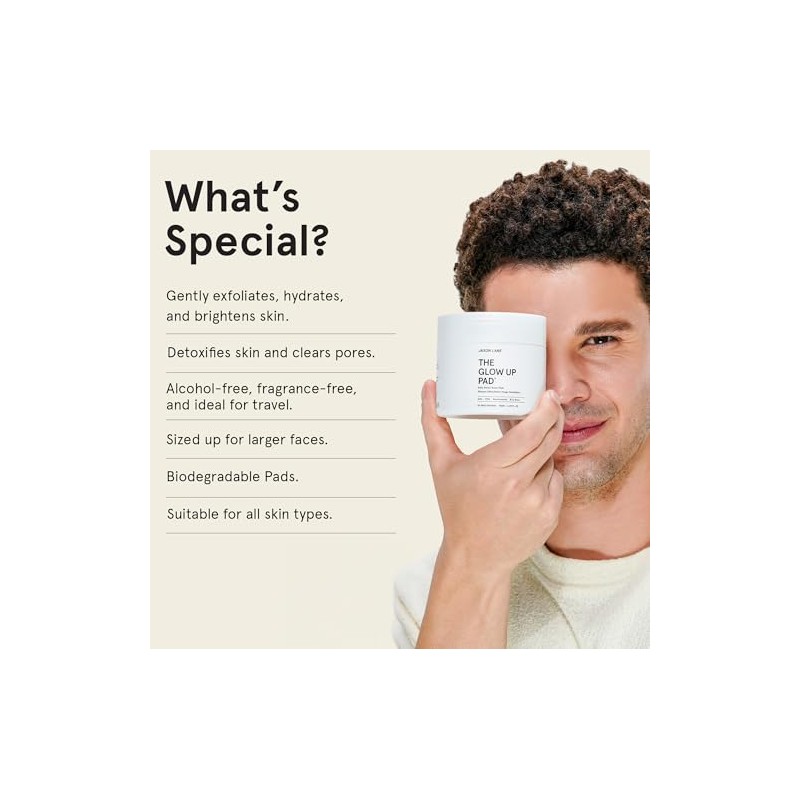 Glow Up Korean Toner Pads for Men (60ct) - Exfoliating
