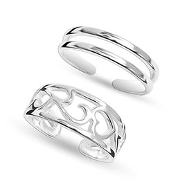 LeCalla - Juego de anillos de dedo del pie minimalistas de plata de ley 925 para mujer, Plata de ley, Sin piedras preciosas