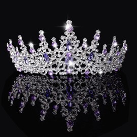 Kamirola Vintage Tiaras and Crowns for Women, Bridal Crown Princess Tiaras Headband, Costume Party Accessories（TR19） (Silver & Purple)