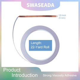 SWASEADA 1/5 inch Copper Backed Copper Foil Tape for Stained Glass, 2 Rolls 22 Yards, 2 Mil Thickness Copper Tapes, Stain Glass Tools and Supplies Starter Kit