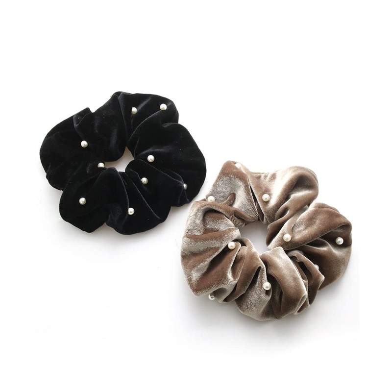 Vingtaine HS-164-BK- Velour, Big, Scrunchy, Elegant, Volume, Hair Access, Stylish,