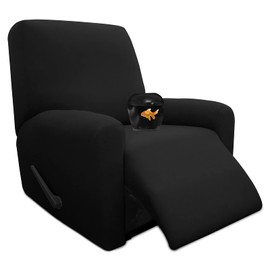 Easy-Going 4 Pieces 100% Dual Waterproof Recliner Cover Stretch Soft Couch Cover for Dogs, Sofa Slipcover for Recliner Couch Leakproof Furniture Protector for Kids, Pets Black