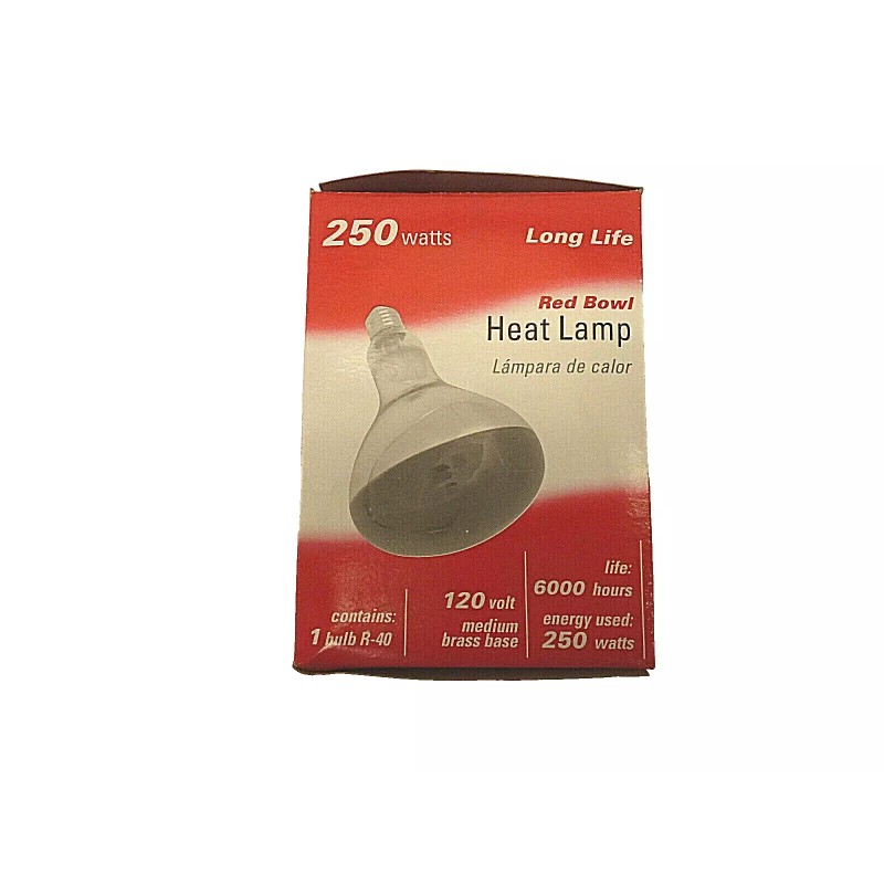 RoHS Red Bowl Heat Lamp 250 Watts 120 V Long